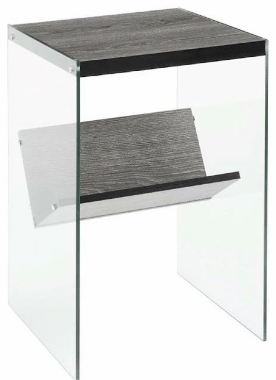 Coffee & Accent Tables * | Convenience Concepts Soho End Table, Weathered Gray/Glass