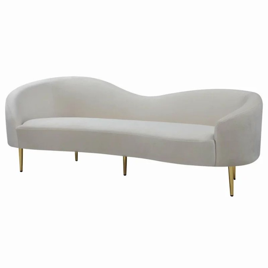 Sofas & Sectionals * | Meridian Furniture Ritz Velvet Sofa, Cream