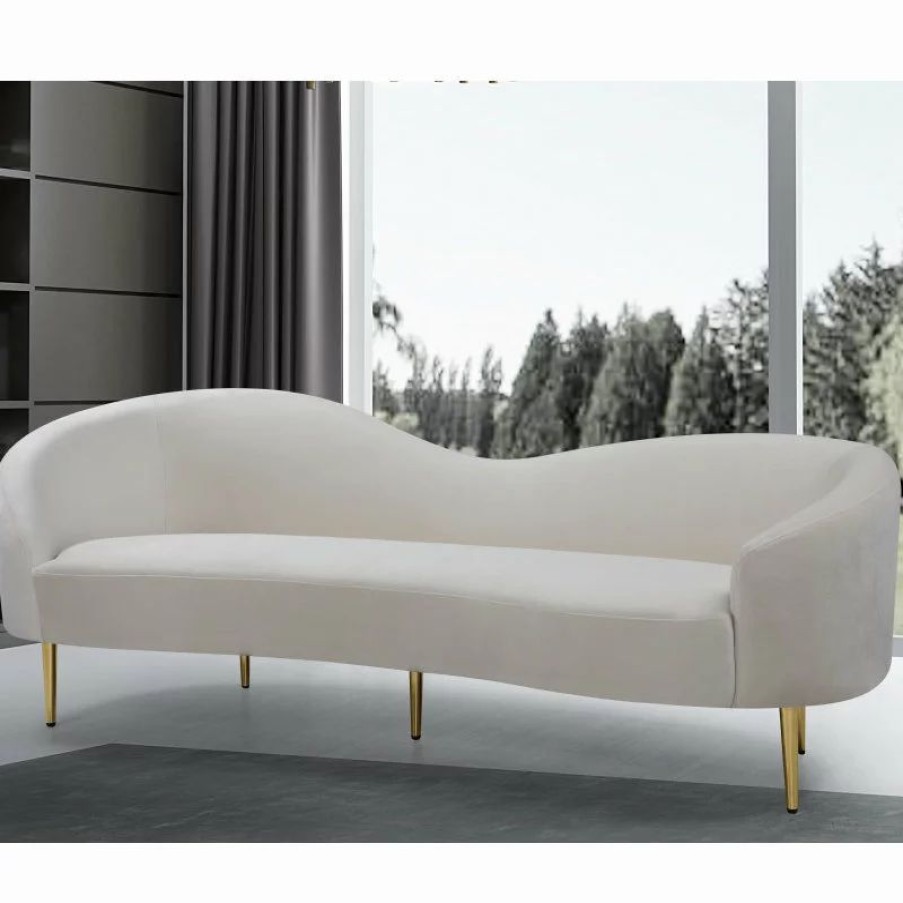 Sofas & Sectionals * | Meridian Furniture Ritz Velvet Sofa, Cream