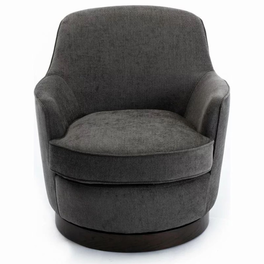 Chairs * | Comfort Pointe Reese Charcoal Wood Base Swivel Chair