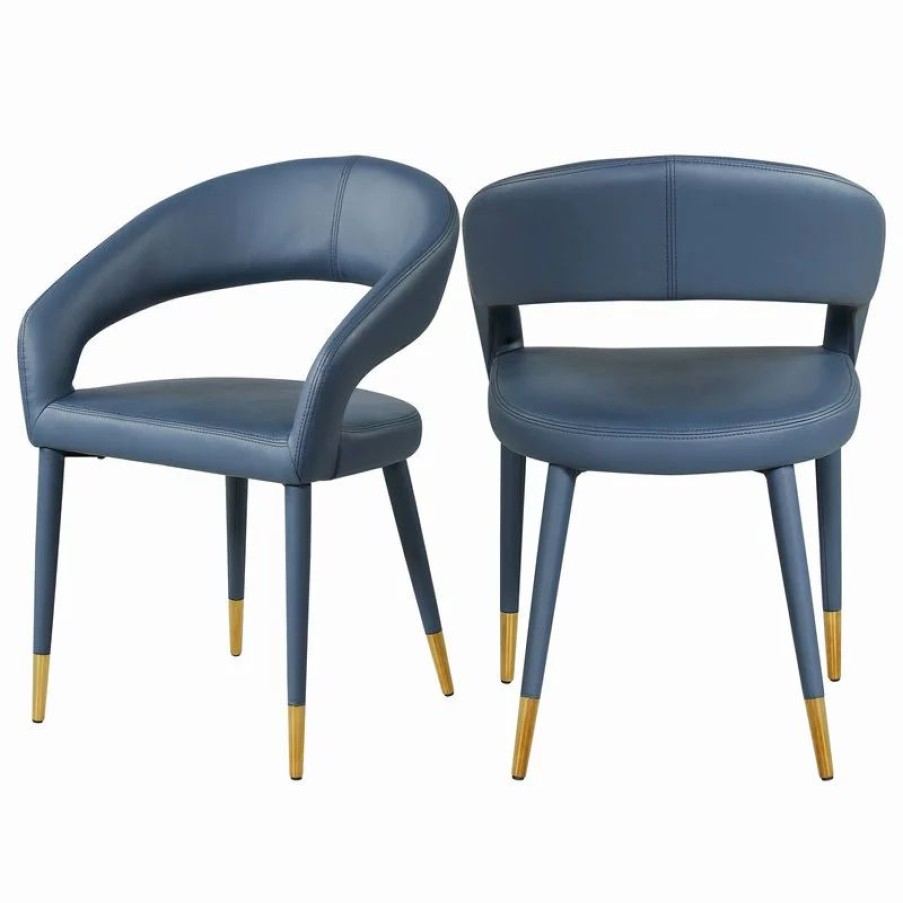 Chairs * | Meridian Furniture Destiny Dining Chair, Navy, Faux Leather
