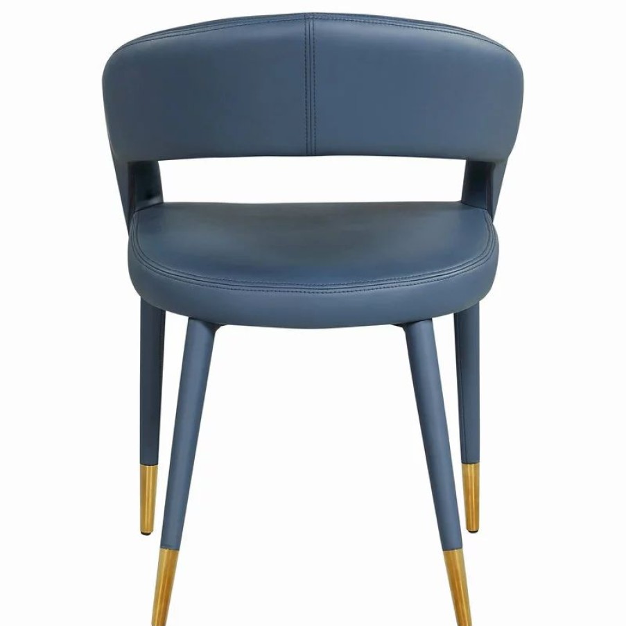 Chairs * | Meridian Furniture Destiny Dining Chair, Navy, Faux Leather