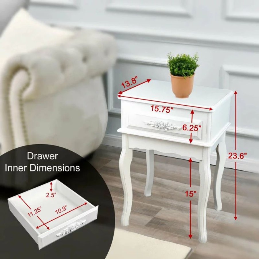 Console Tables * | Home Garden Collections White Wood Nightstand Queen Anne Style Mid Century Console Table