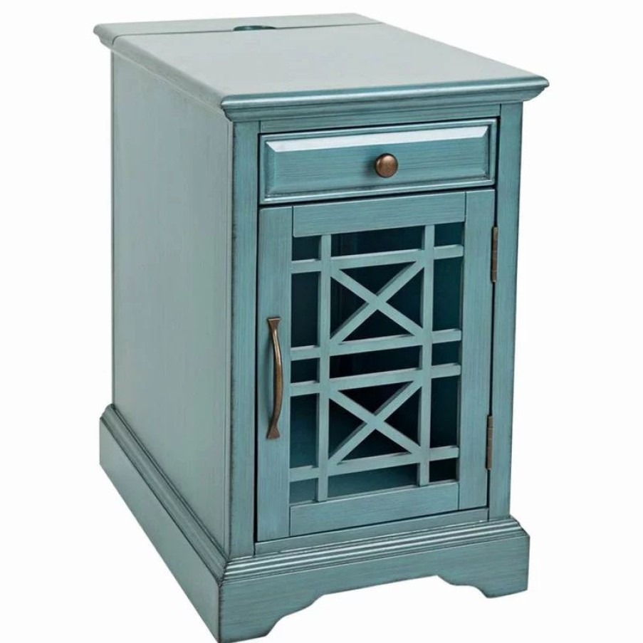 Coffee & Accent Tables * | Jofran Craftsman Power Chairside Table, Antique Blue