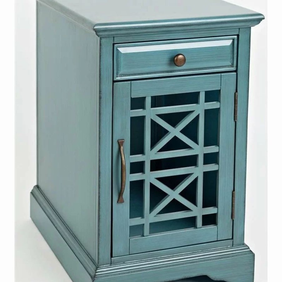 Coffee & Accent Tables * | Jofran Craftsman Power Chairside Table, Antique Blue