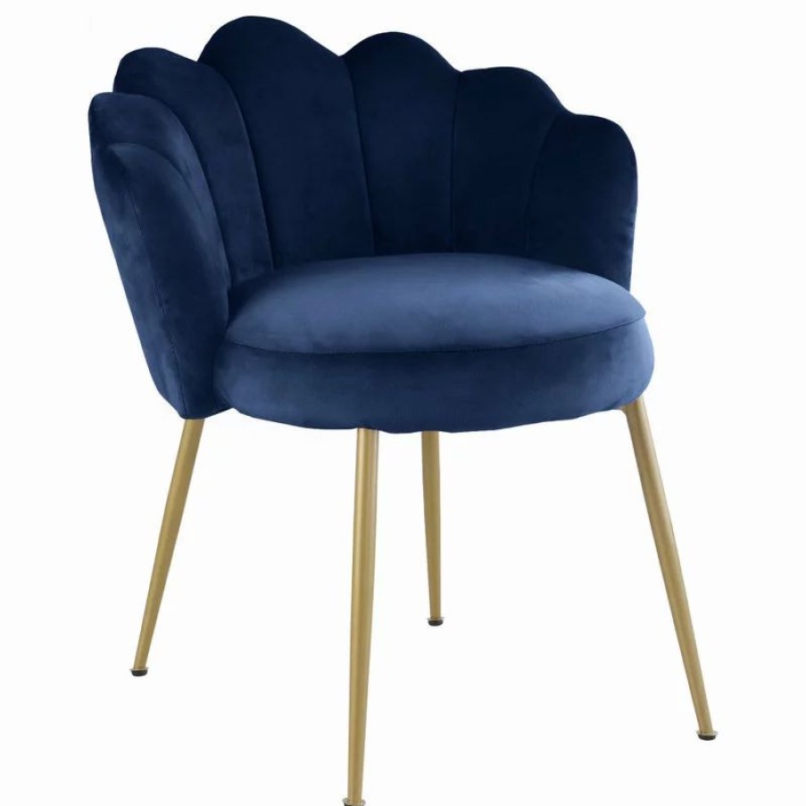 Chairs * | Mod The Perla Dining Chair, Navy, Velvet, Set Of 2