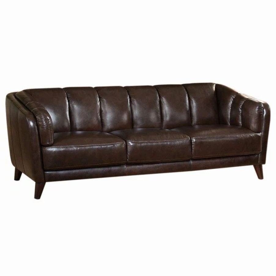 Sofas & Sectionals * | Kemp International Inc Frances Leather Craft Sofa, Dark Brown