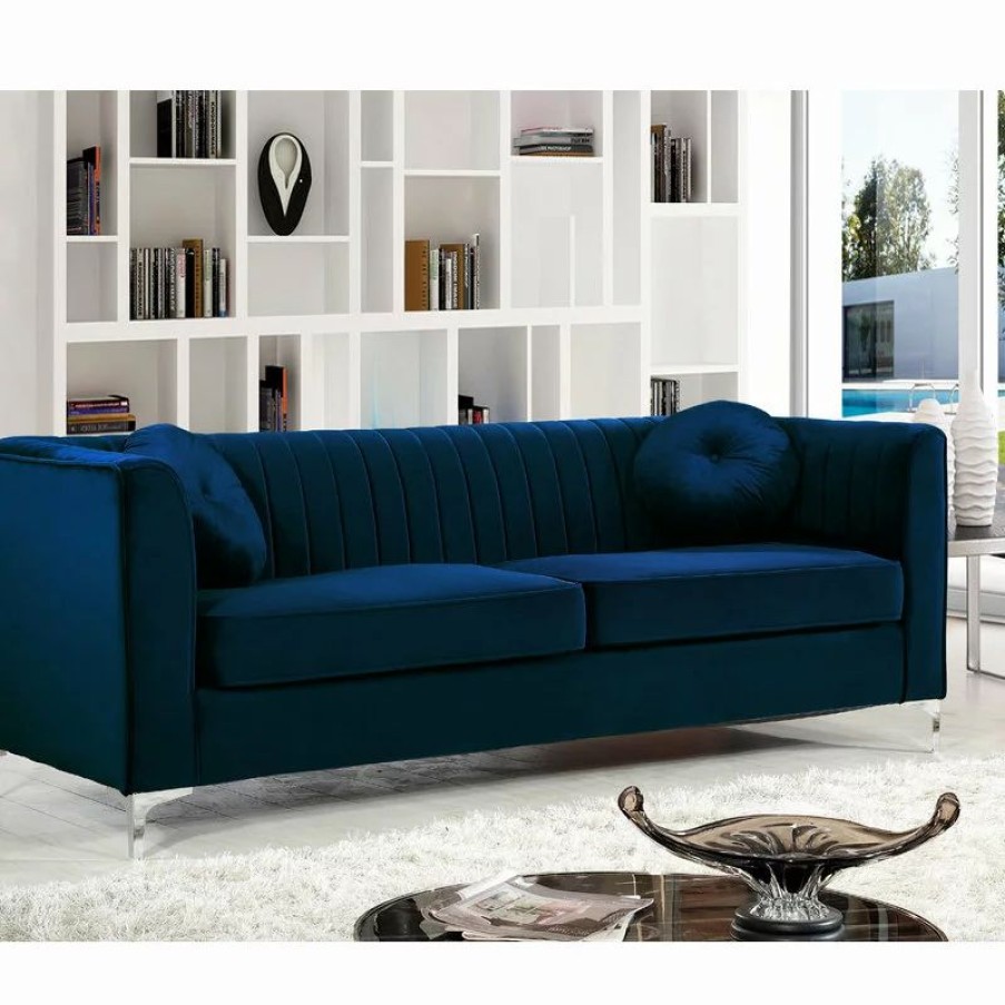Sofas & Sectionals * | Meridian Furniture Isabelle Velvet Sofa, Navy