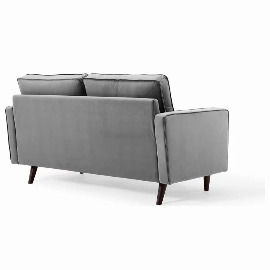 Sofas & Sectionals * | Lexmod Valour Performance Velvet Loveseat, Gray