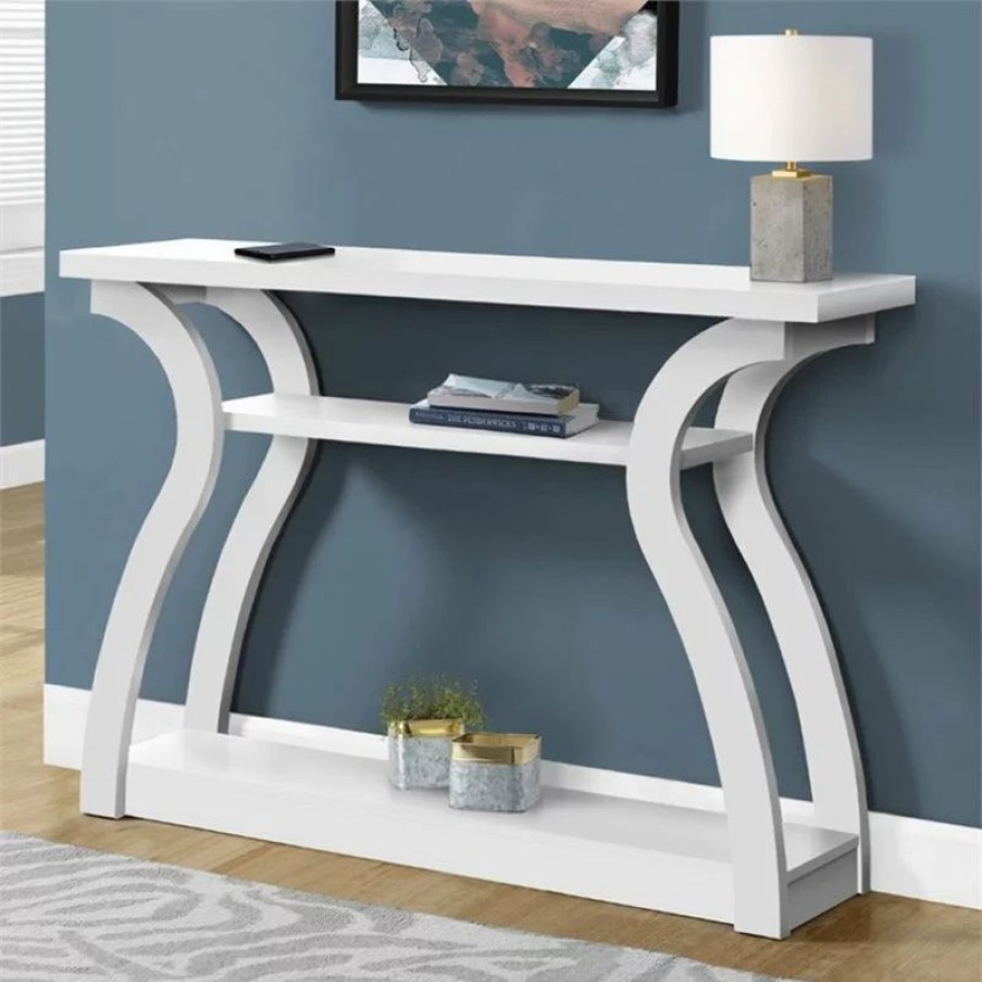 Console Tables * | Monarch Accent Table Console Entryway Narrow Sofa Bedroom Laminate White