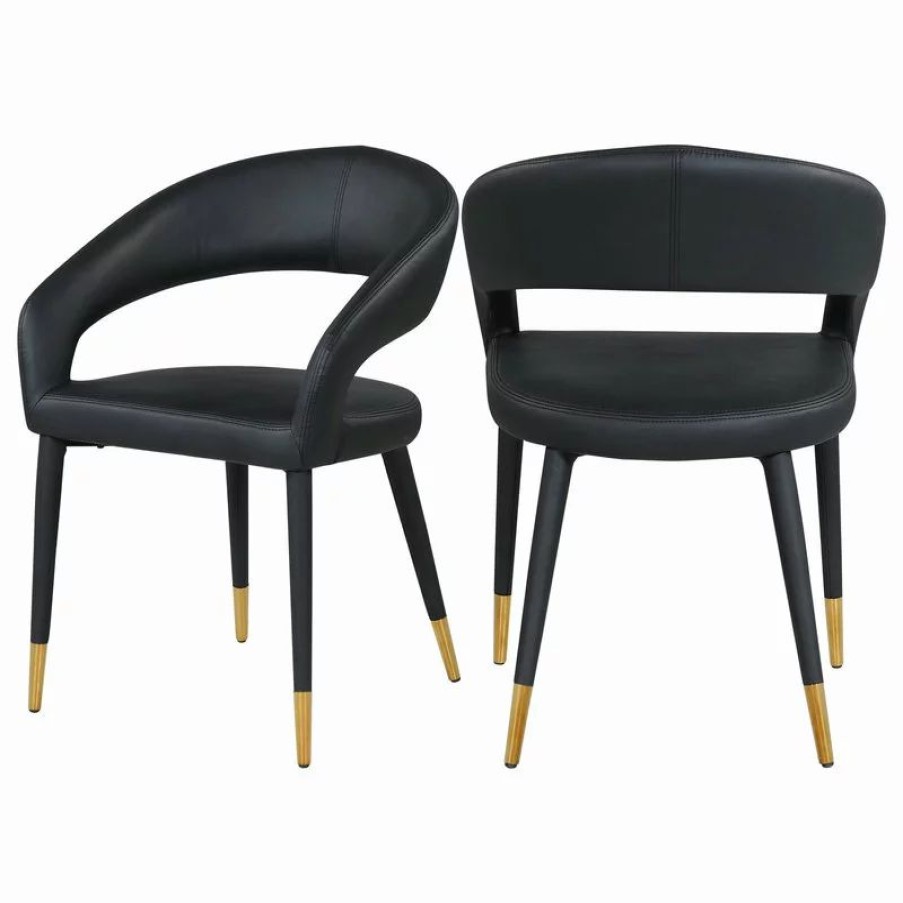 Chairs * | Mod The Prescott Dining Chair, Black, Faux Leather