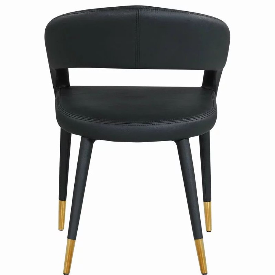 Chairs * | Mod The Prescott Dining Chair, Black, Faux Leather