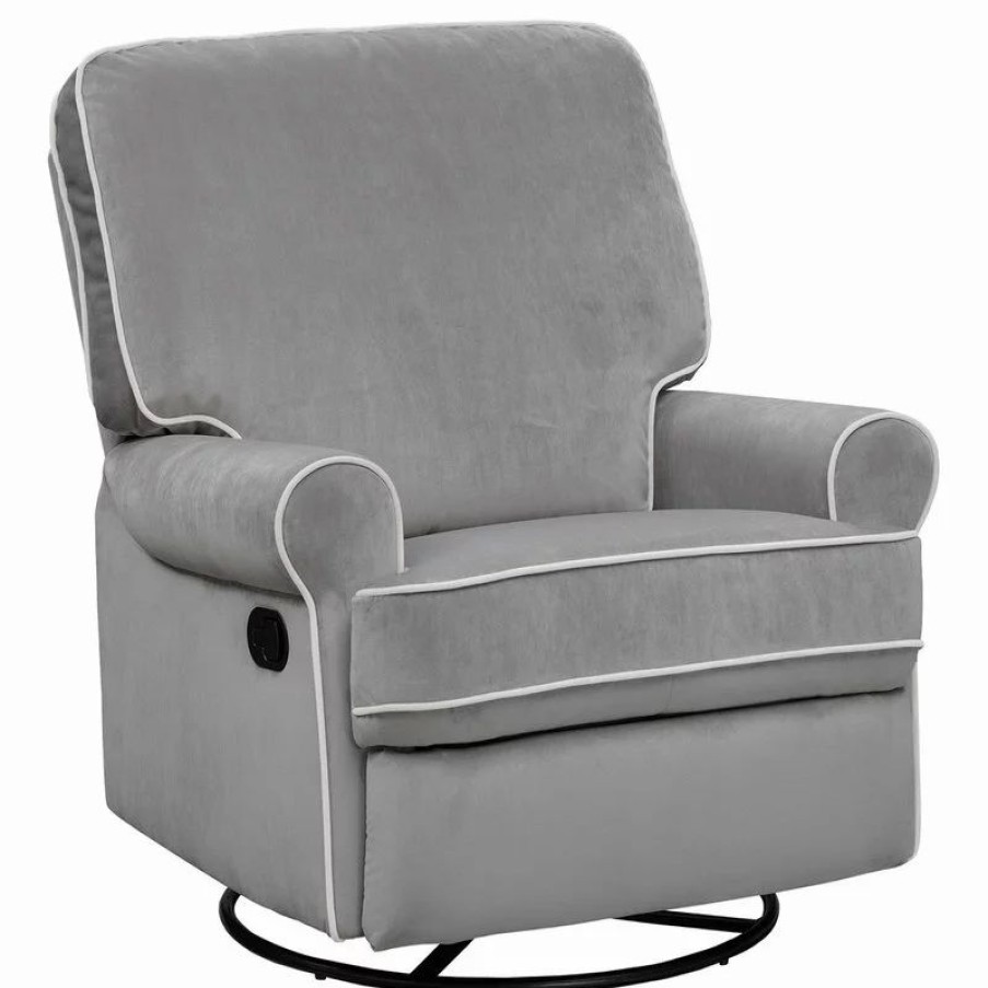 Chairs * | Homefare Pulaski Prime Resources Prime Resources Swivel Glider Recliner In Gray