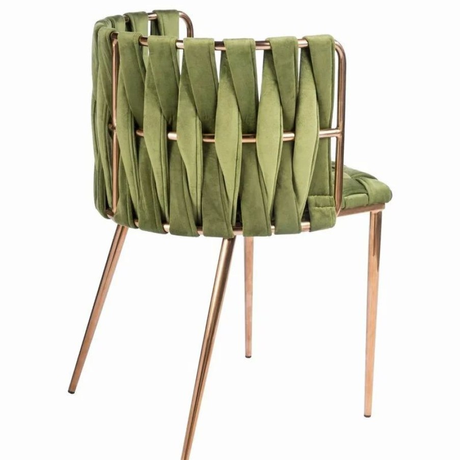 Chairs * | Mod The Eterno Dining Chair, Green And Gold, Velvet