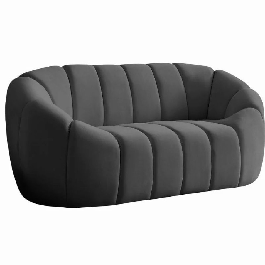 Sofas & Sectionals * | Meridian Furniture Elijah Velvet Upholstered Loveseat, Gray