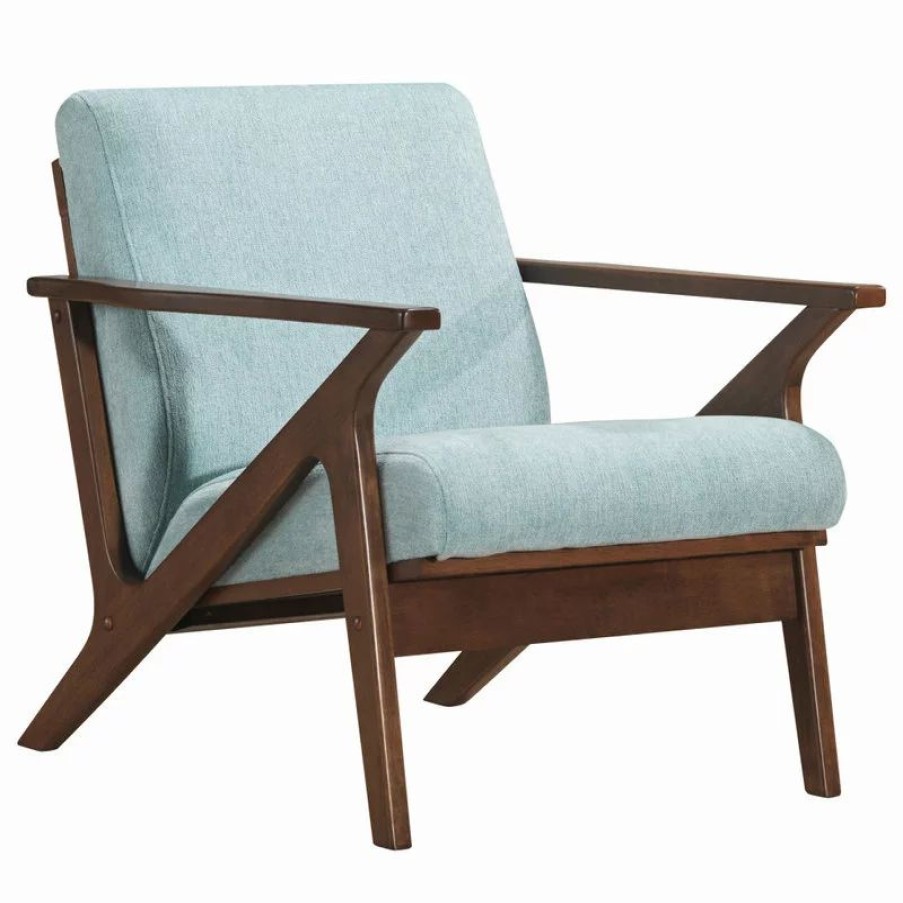 Chairs * | Omax Decor Zola Lounge Chair, Mint/Walnut