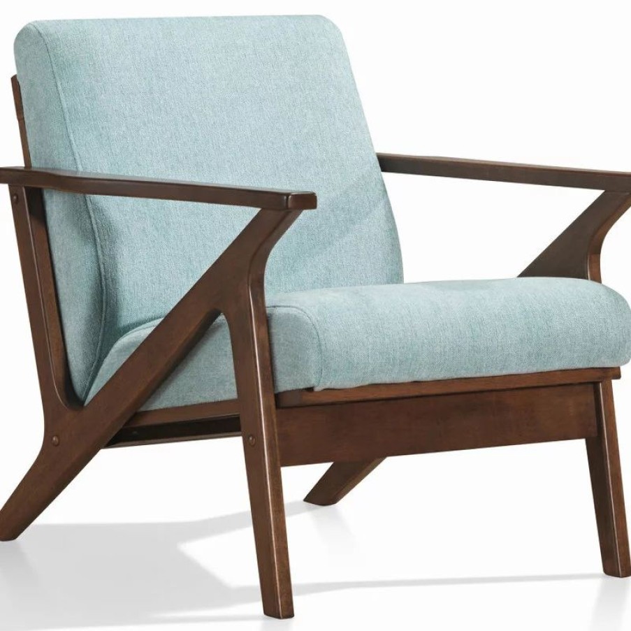 Chairs * | Omax Decor Zola Lounge Chair, Mint/Walnut