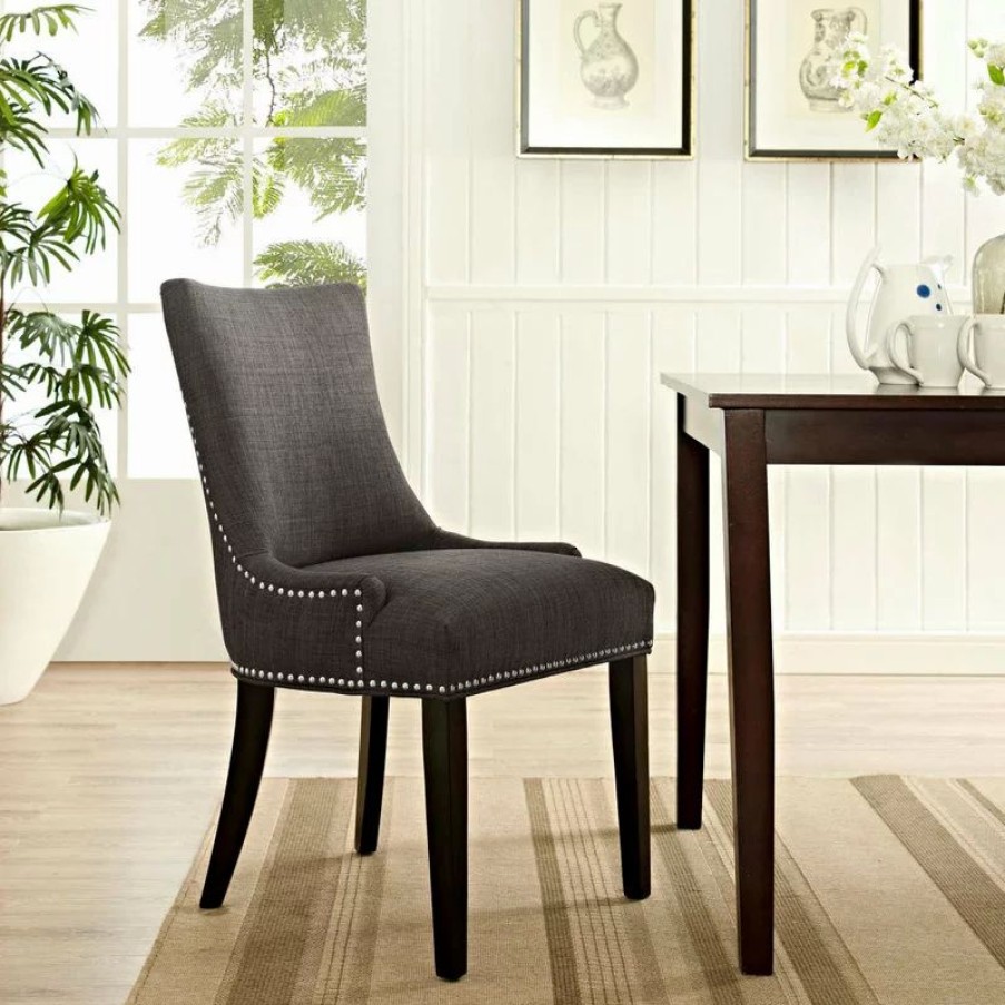 Chairs * | Lexmod Marquis Upholstered Fabric Dining Chair, Brown