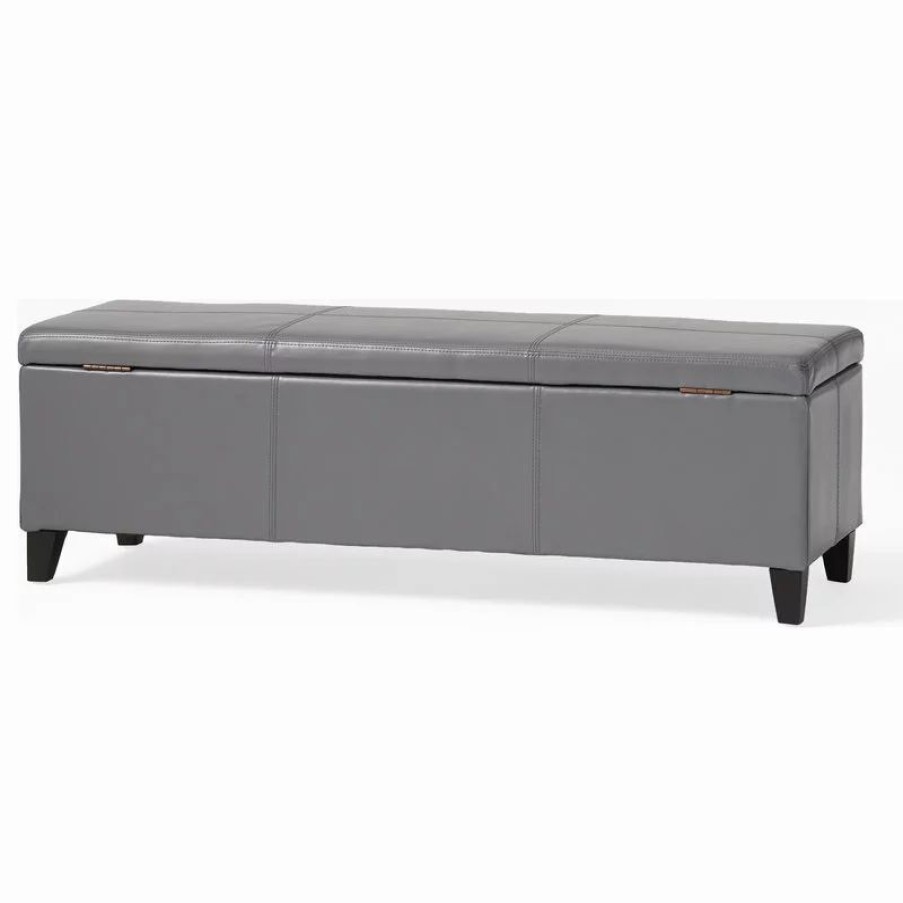 Footstools & Ottomans * | Gdfstudio Gdf Studio Skyler Beige Fabric Storage Ottoman Bench, Gray