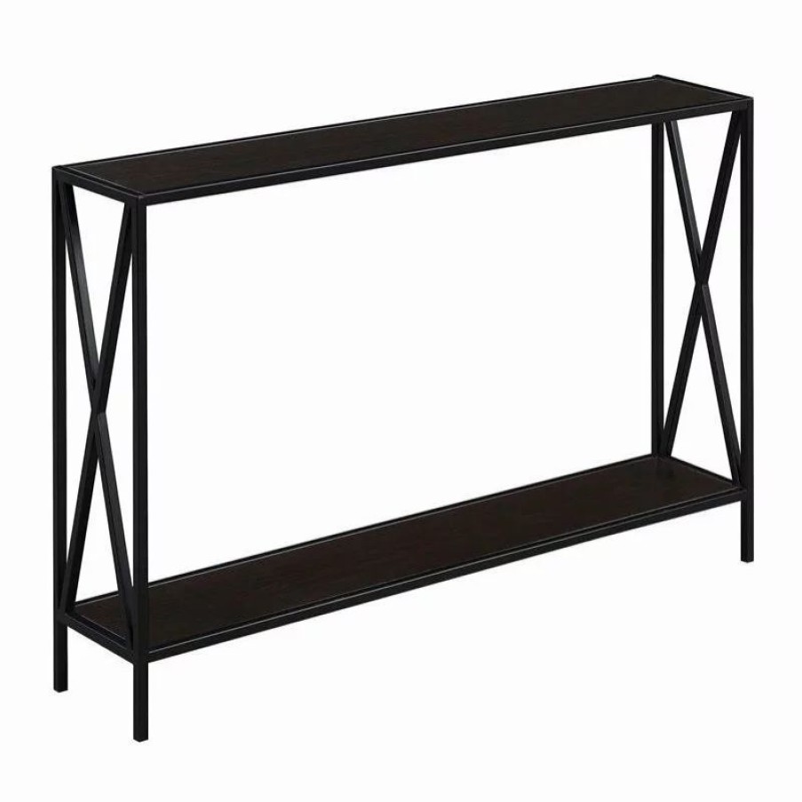 Console Tables * | Convenience Concepts Tucson Console Table In Espresso Wood Finish And Black Steel Frame