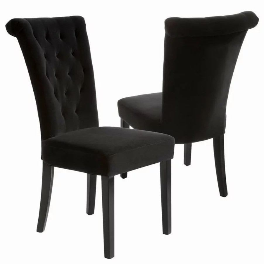 Chairs * | Gdfstudio Gdf Studio Paulina Dining Chairs, Set Of 2, Black Velvet