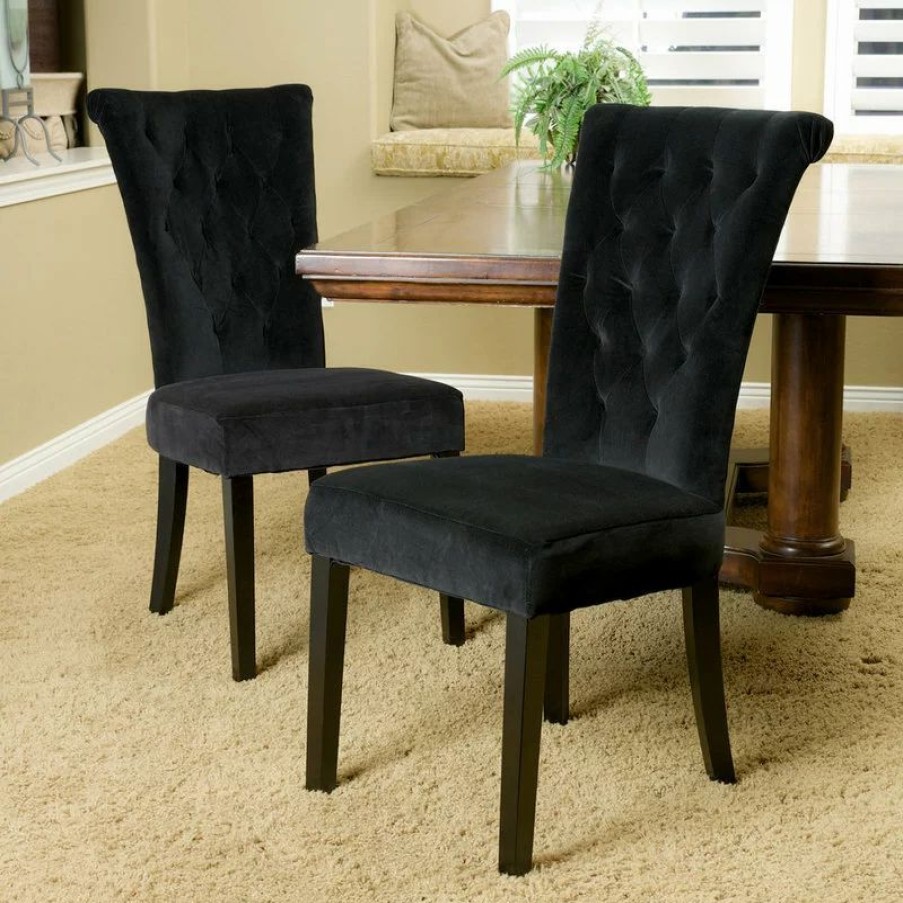 Chairs * | Gdfstudio Gdf Studio Paulina Dining Chairs, Set Of 2, Black Velvet