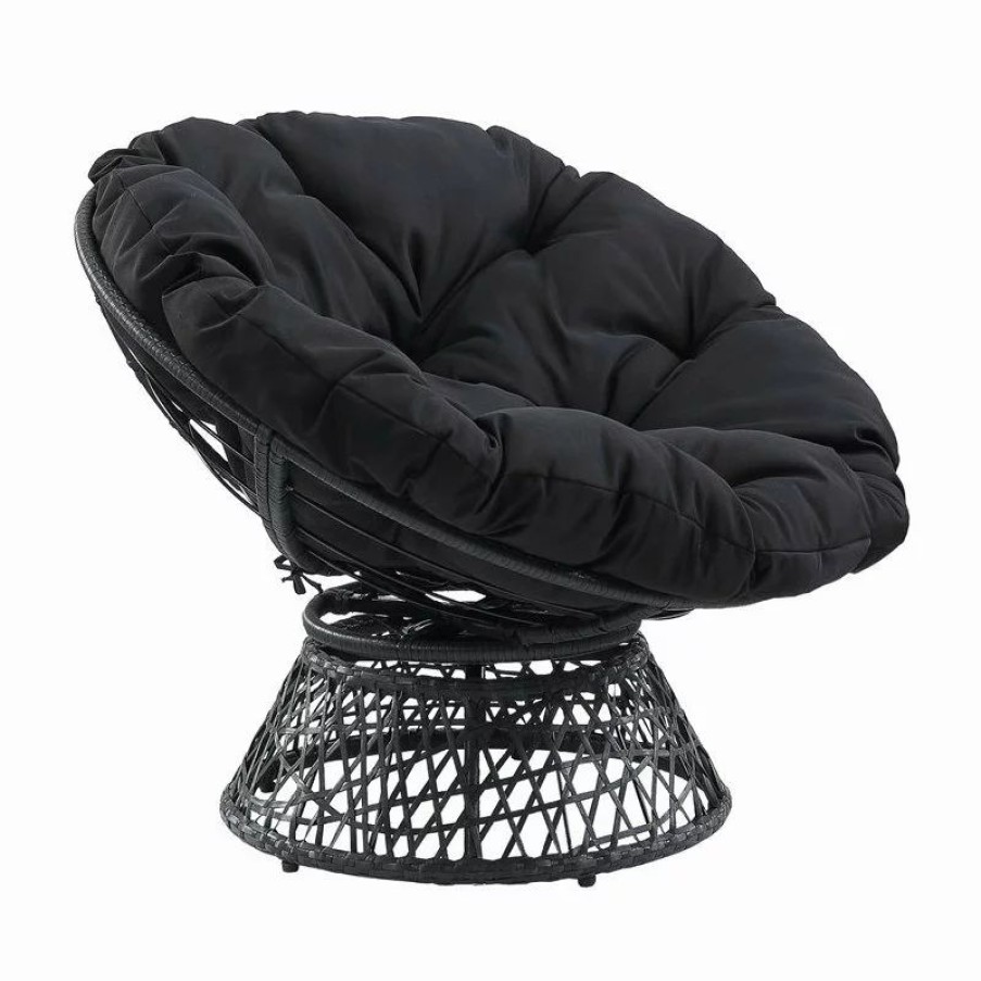 Chairs * | Office Star Products Papasan Chair With Black Cushion And Black Resin Wicker Frame