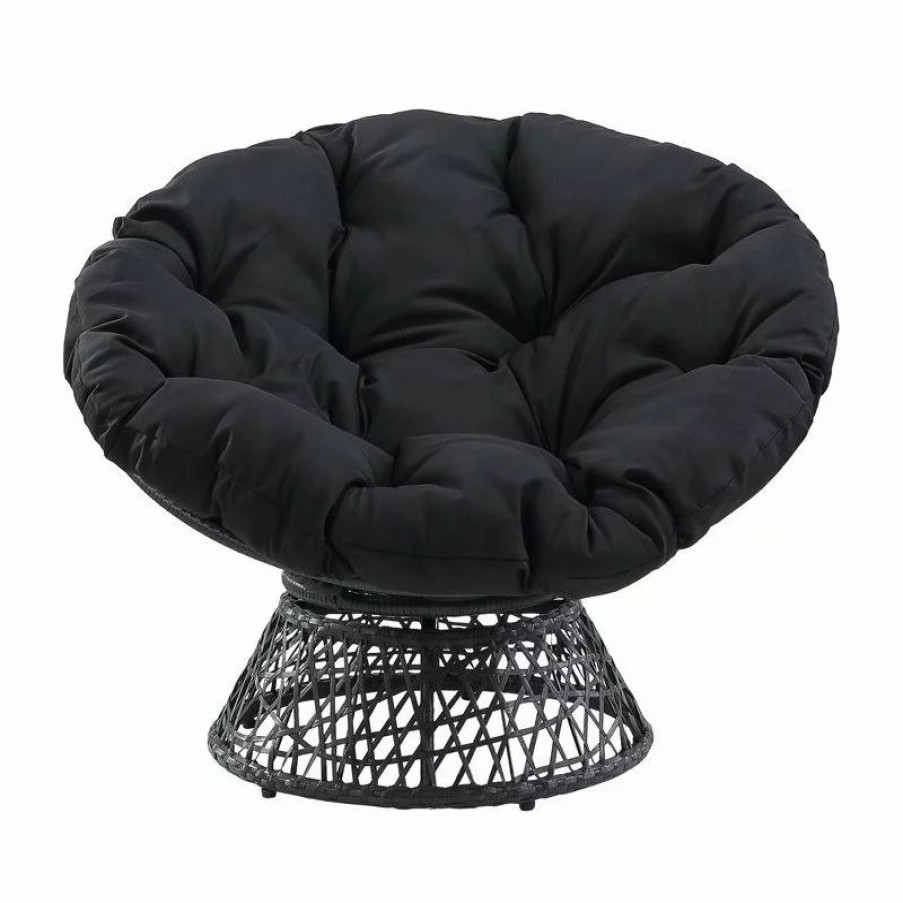 Chairs * | Office Star Products Papasan Chair With Black Cushion And Black Resin Wicker Frame