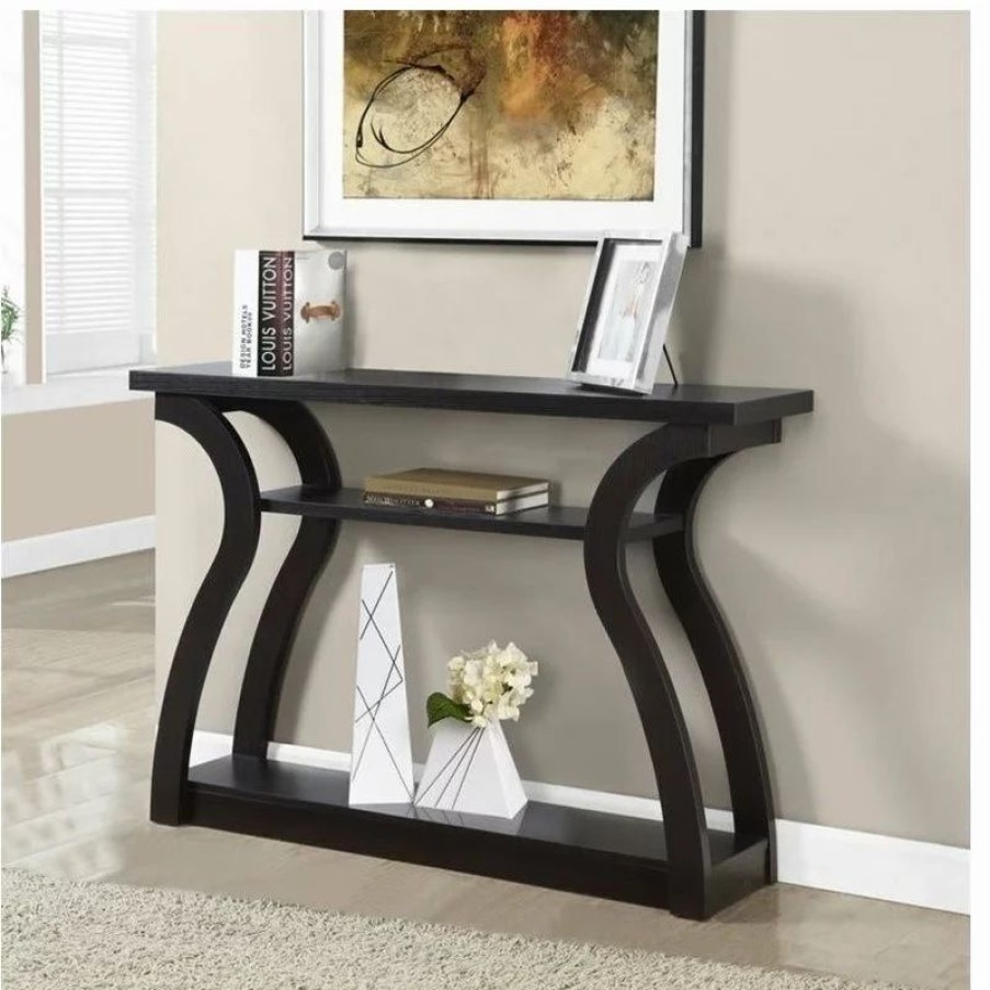 Console Tables * | Pemberly Row 47 Three Tier Hall Console Accent Table In Cappuccino
