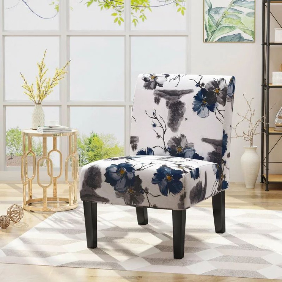 Chairs * | Gdfstudio Gdf Studio Kendal Fabric Grand Accent Chair, Print/Matte Black