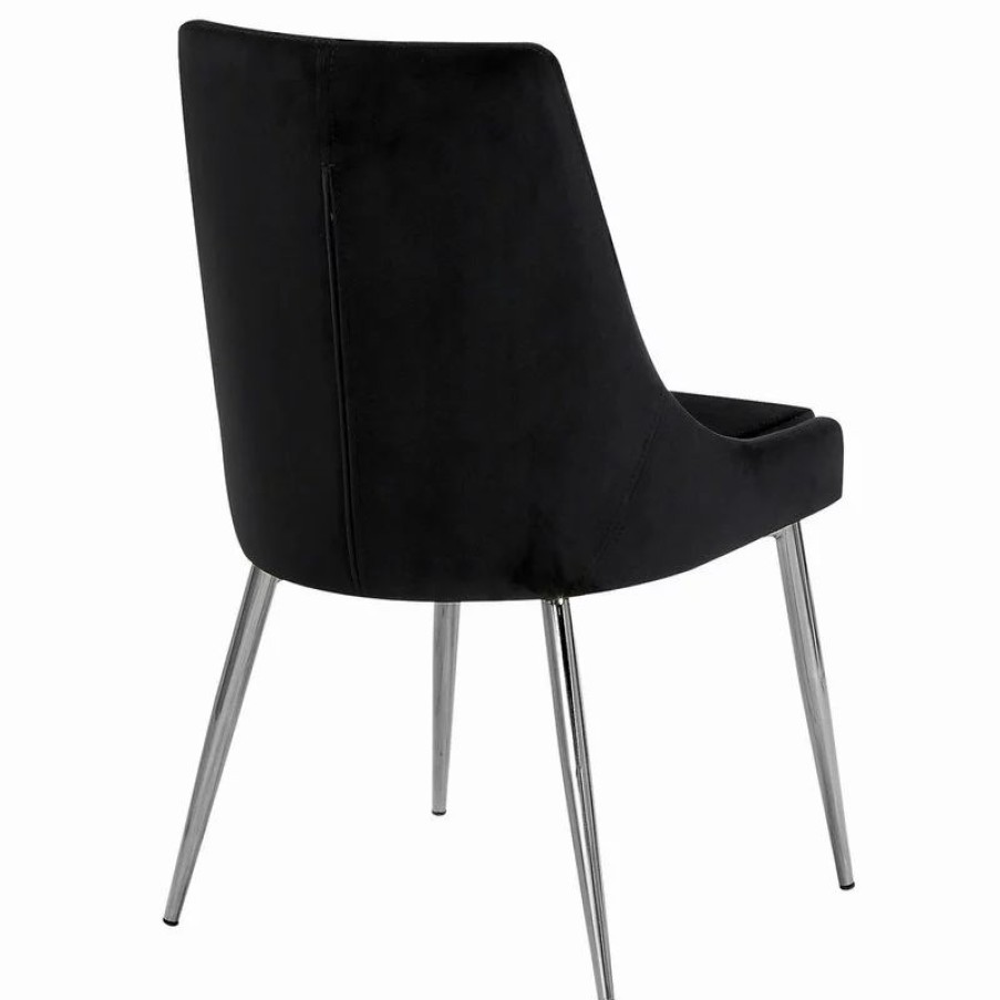 Chairs * | Mod The Draper Dining Chair, Black, Velvet, Chrome Base, Set Of 2