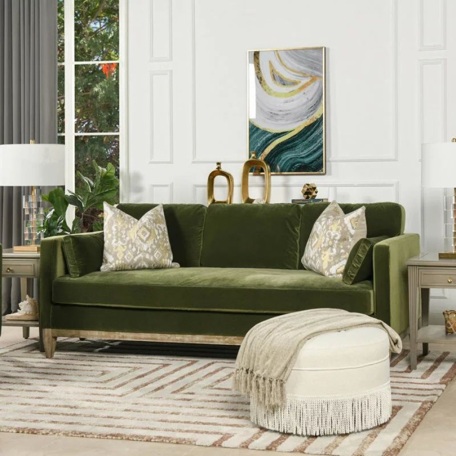 Sofas & Sectionals * | Jennifer Taylor Home Knox 84 Modern Farmhouse Sofa, Olive Green Performance Velvet