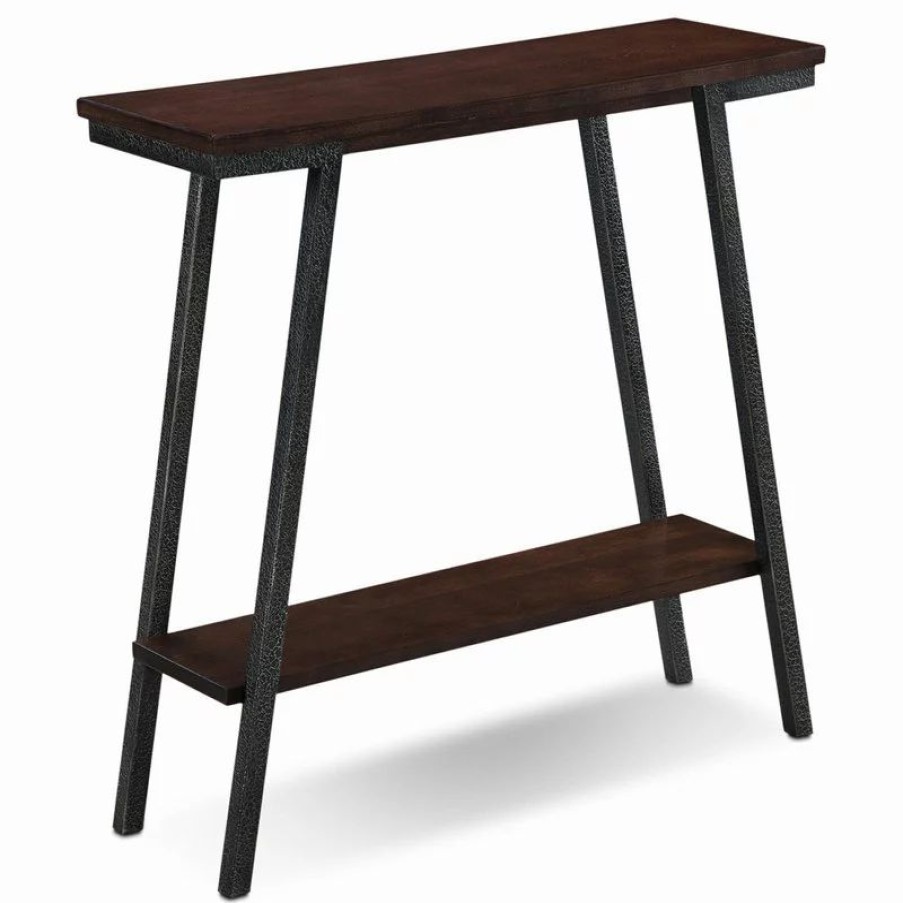 Console Tables * | Leick Home Leick Empiria Wood Console Table In Walnut And Foundry Bronze