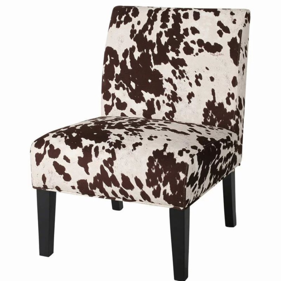 Chairs * | Gdfstudio Gdf Studio Kalee Contemporary Accent Chair, Cow Print, Matte Black, Fabric