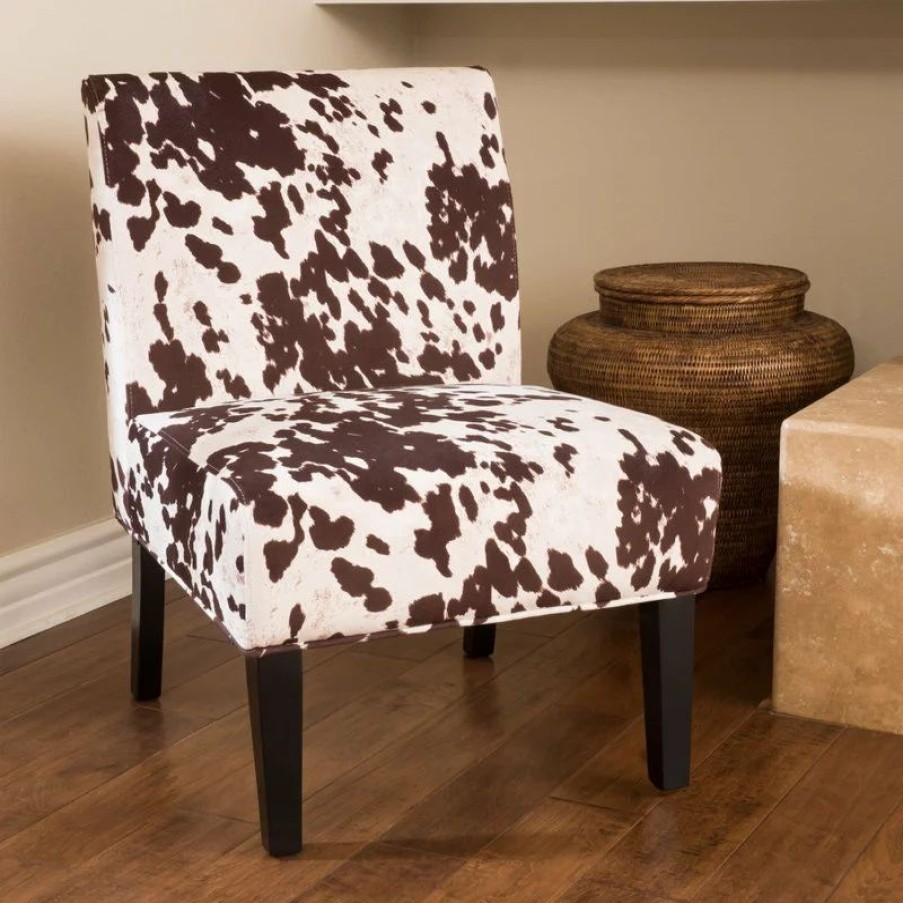 Chairs * | Gdfstudio Gdf Studio Kalee Contemporary Accent Chair, Cow Print, Matte Black, Fabric