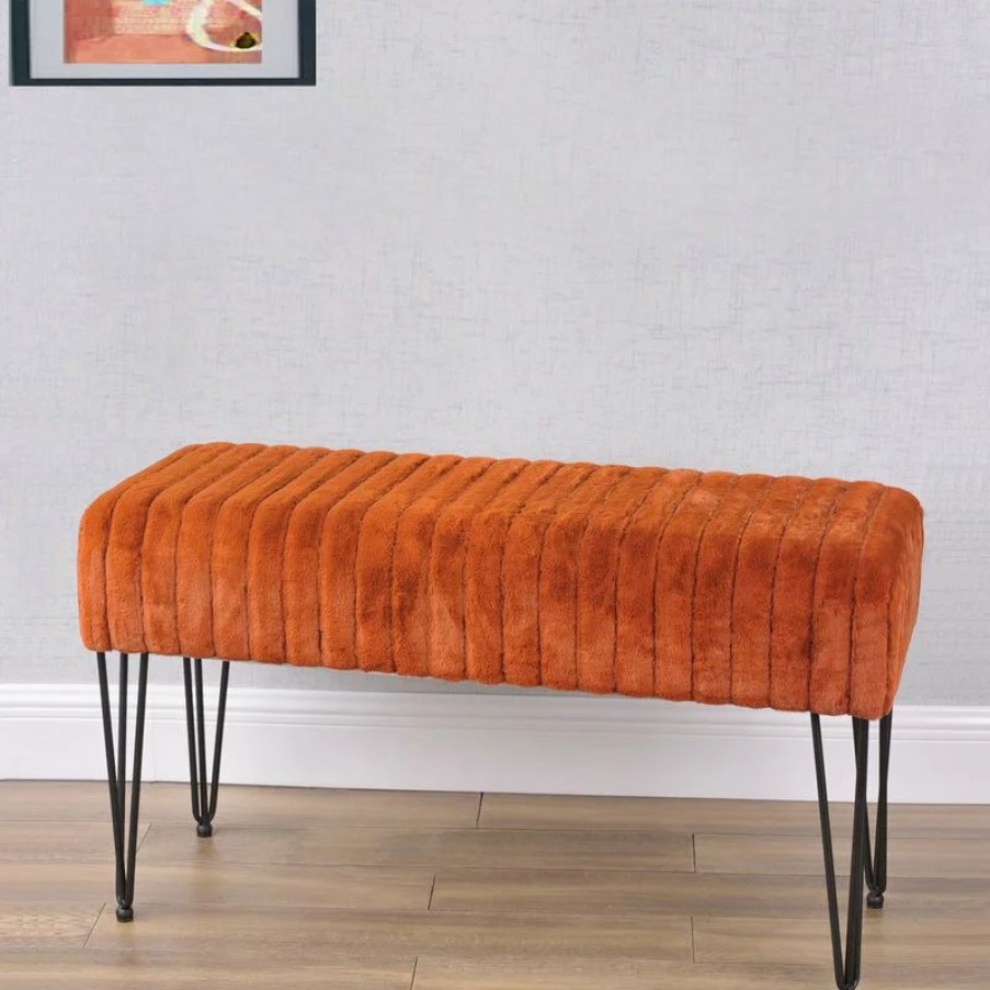 Footstools & Ottomans * | Home Soft Things Serenta Super Mink Ottoman, Umber, 46 X16 X7