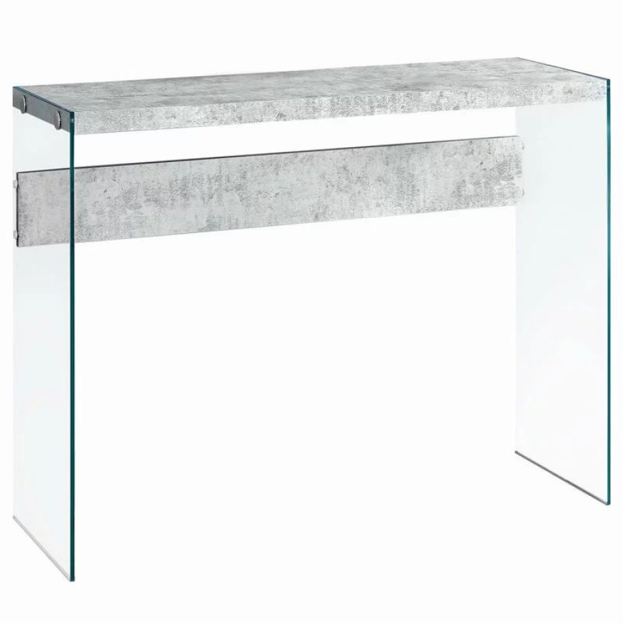 Console Tables * | Monarch Accent Table Console Entryway Narrow Sofa Bedroom Tempered Glass Grey