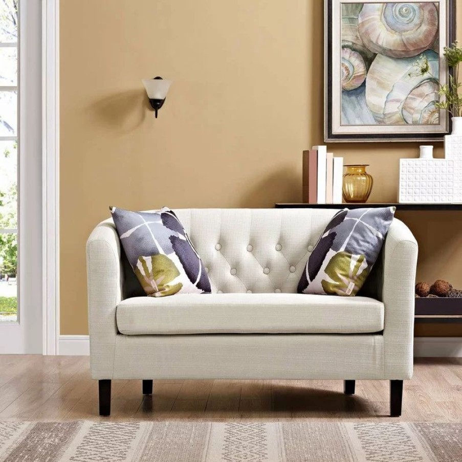 Sofas & Sectionals * | Lexmod Prospect Upholstered Fabric Loveseat, Beige