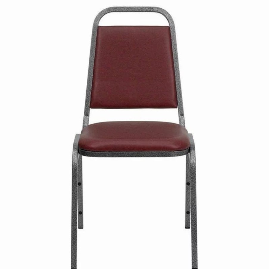 Chairs * | Flash Furniture Hercules Banquet Stacking Chair In Burgundy And Silver