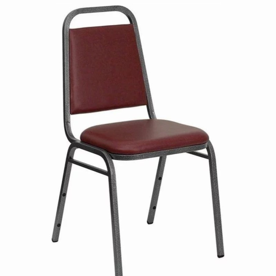 Chairs * | Flash Furniture Hercules Banquet Stacking Chair In Burgundy And Silver