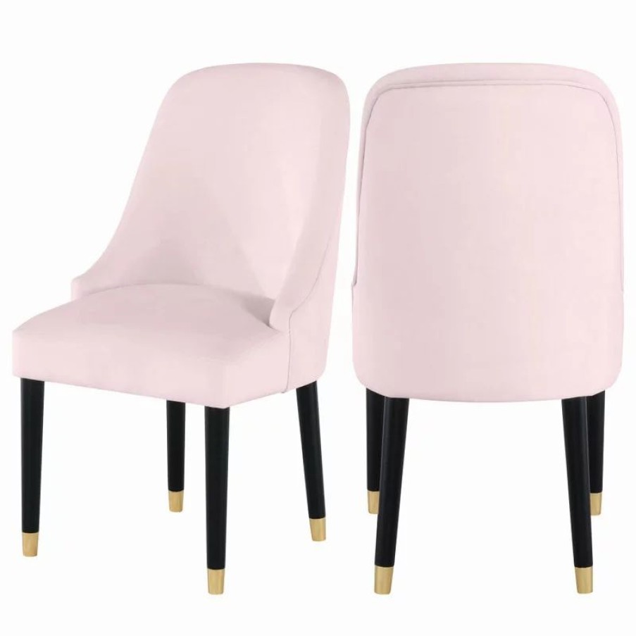 Chairs * | Mod The Maisie Dining Chair, Pink, Velvet, Set Of 2