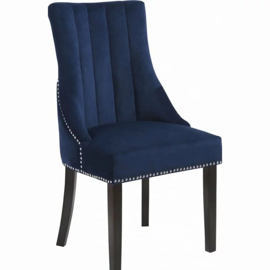 Chairs * | Meridian Furniture Oxford Velvet Dining Chair, Set Of 2, Navy
