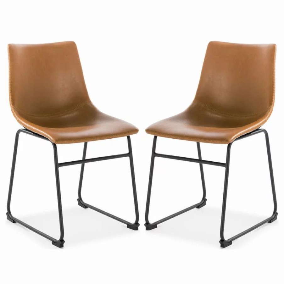 Chairs * | Edgemod Brinley Dining Chair, Set Of 2, Tan