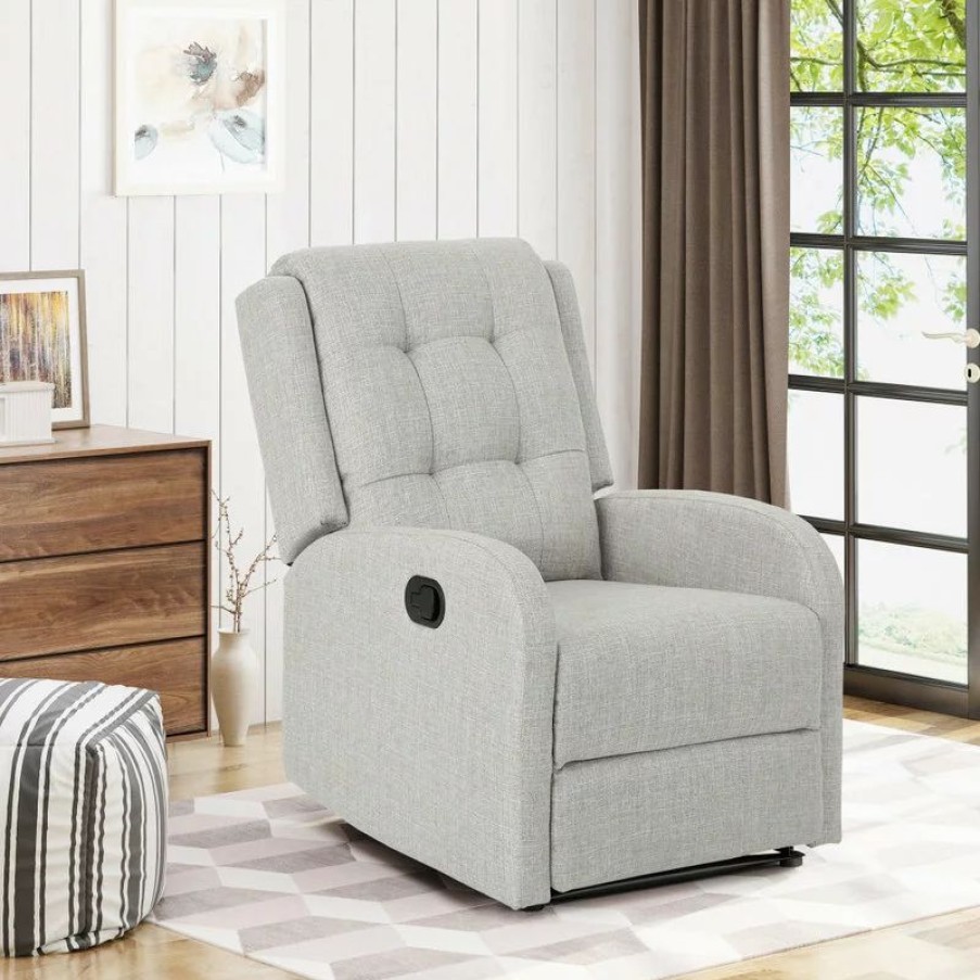 Chairs * | Gdfstudio Gdf Studio Smith Traditional Upholstered Recliner, Beige/Black