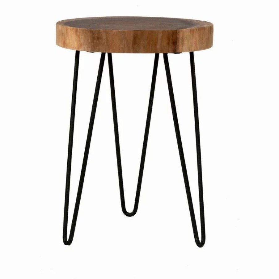 Coffee & Accent Tables * | East At Main'S Laredo Brown Teakwood Round Accent Table