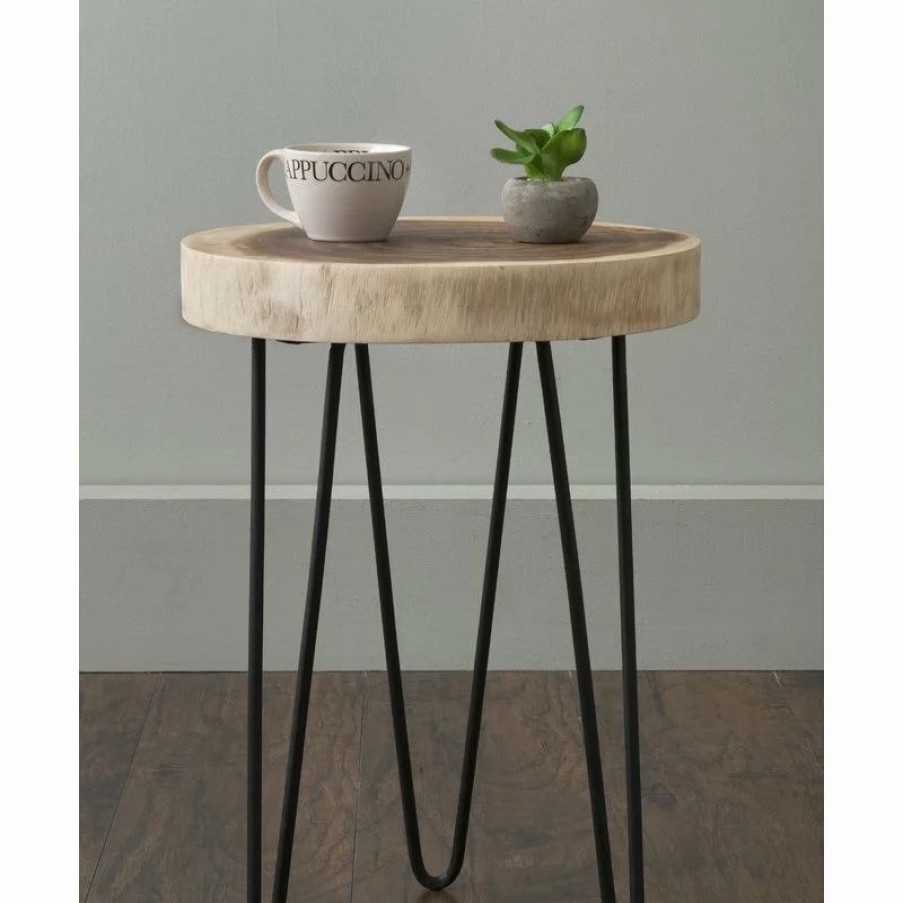 Coffee & Accent Tables * | East At Main'S Laredo Brown Teakwood Round Accent Table