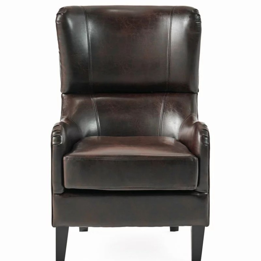Chairs * | Gdfstudio Gdf Studio Ellery Brown Leather Club Chair