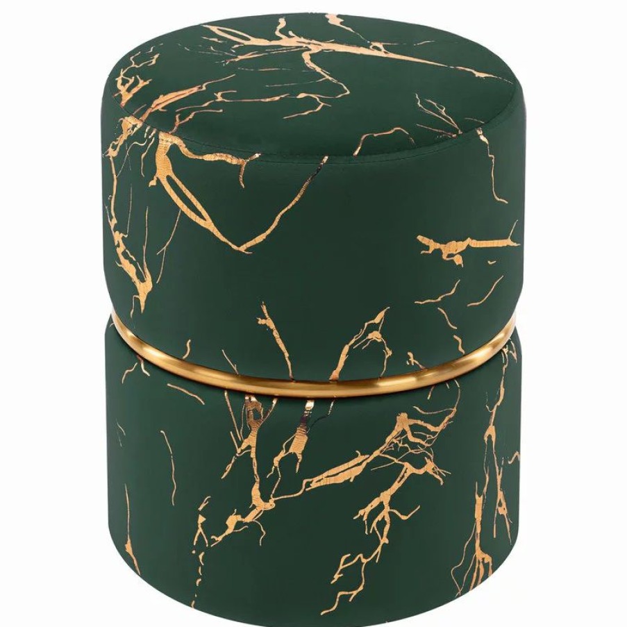 Footstools & Ottomans * | Duhome Elegant Lifestyle Luxury Hot Stamped Velvet Ottoman, Dark Green