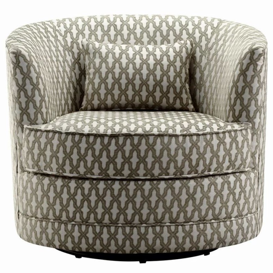 Chairs * | Fully Wind Co., Ltd. Dmitri Swivel Barrel Chair, Beige, White