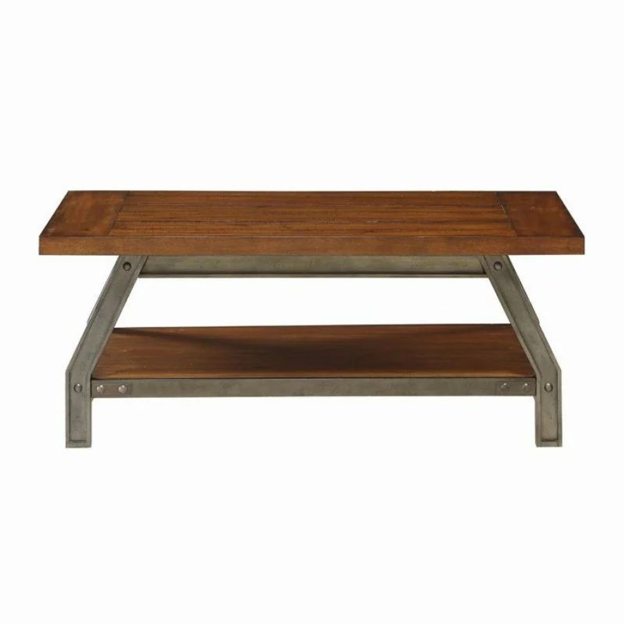 Coffee & Accent Tables * | Domain Industries Inc. Lexicon Holverson Wood Coffee Table In Rustic Brown And Gunmetal